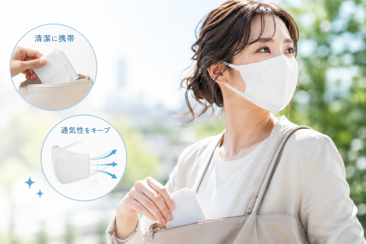 外出時のマスク携帯方法と、いつでも通気性を保つコツ