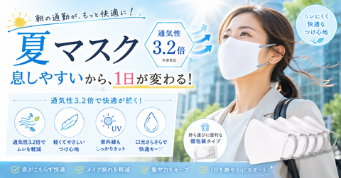 朝の出勤前に夏マスクを選ぶ人が増えている。通気性3.2倍が1日を変える理由