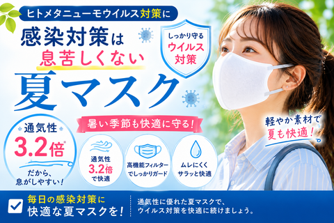 ヒトメタニューモウイルス マスク 感染対策 息苦しくない通気性3.2倍の夏マスク | Victorian Mask