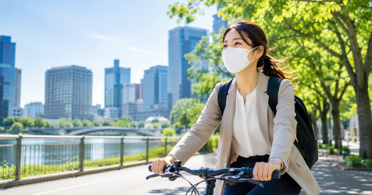 自転車通勤のマスク選び。走行中の息苦しさと職場着用を両立する方法