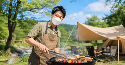 夏のBBQ・キャンプの煙とにおい対策マスク｜火のそばの蒸れに