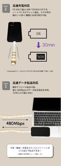 Victorian Mask (ヴィクトリアンマスク) 公式通販 TYPE-C対応 急速充電ケーブル 1メートル ビーズ パープル 