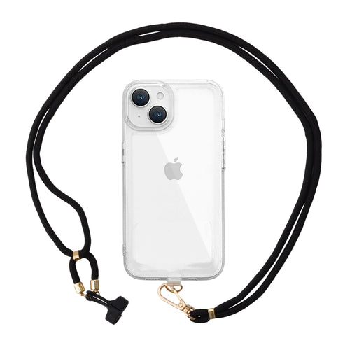 スマホショルダーストラップ 首掛けストラップ イヤホン収納 120cm 長さ調整可能 ブラック