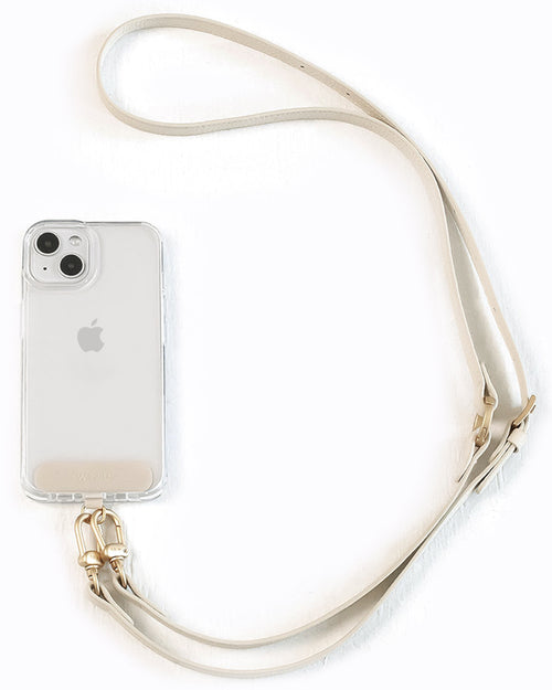 スマホストラップ 2Way 135cm ショルダー×ハンド・長さ調整・アイボリー