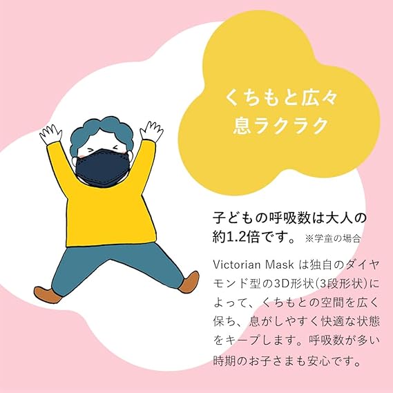 ラベンダーグレー（キッズ） ダイヤモンド形状 不織布マスク