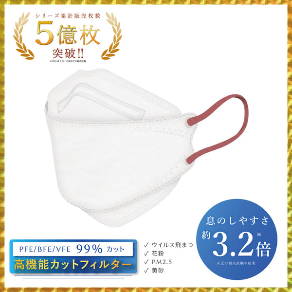 息がしやすい KF立体マスク（通気性3.2倍）ホワイト × アンティークローズ